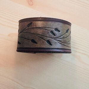 Olive Green Leather Cuff Bracelet